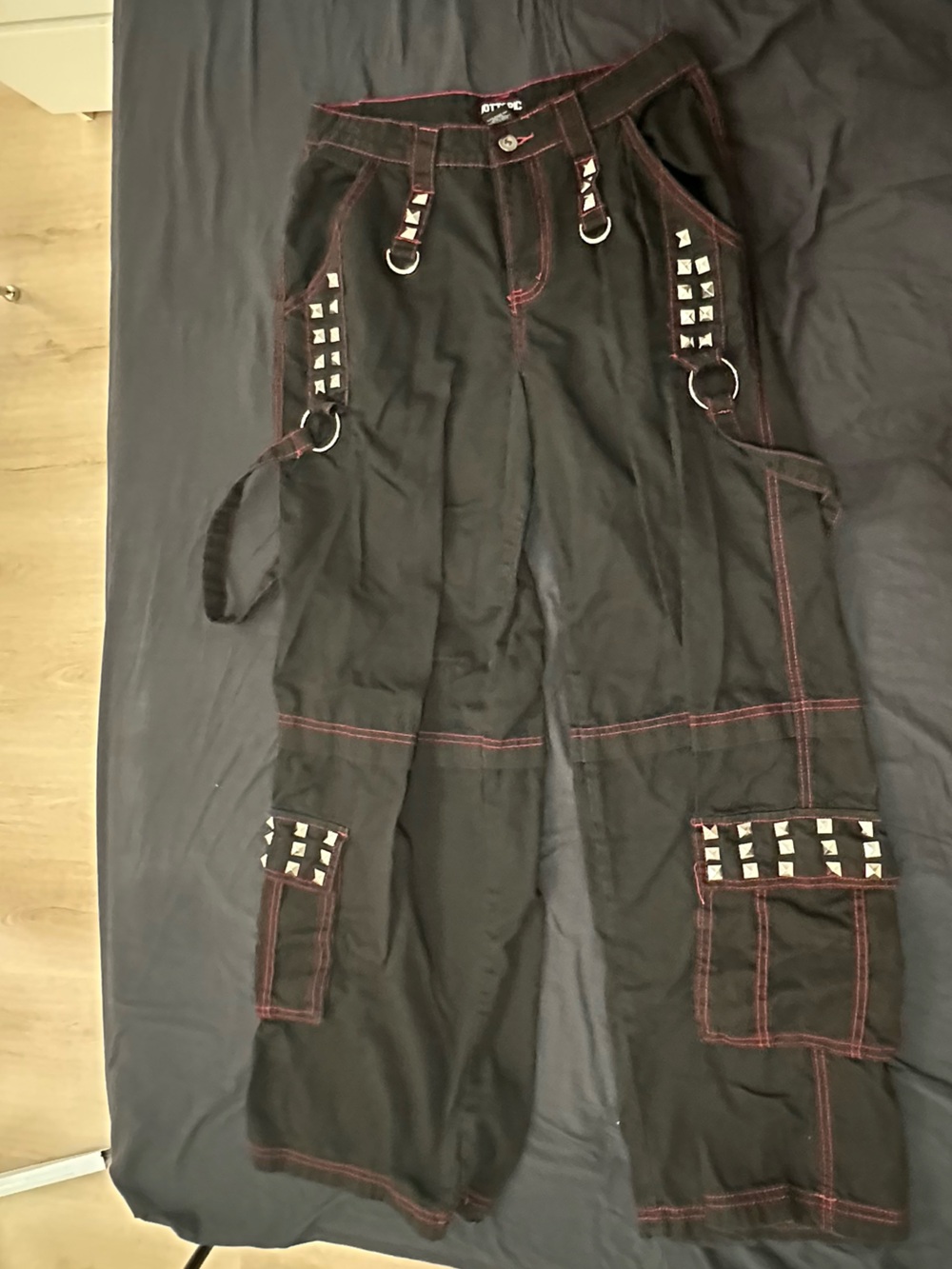 Hot Topic Cargo Pants with Red Stitching